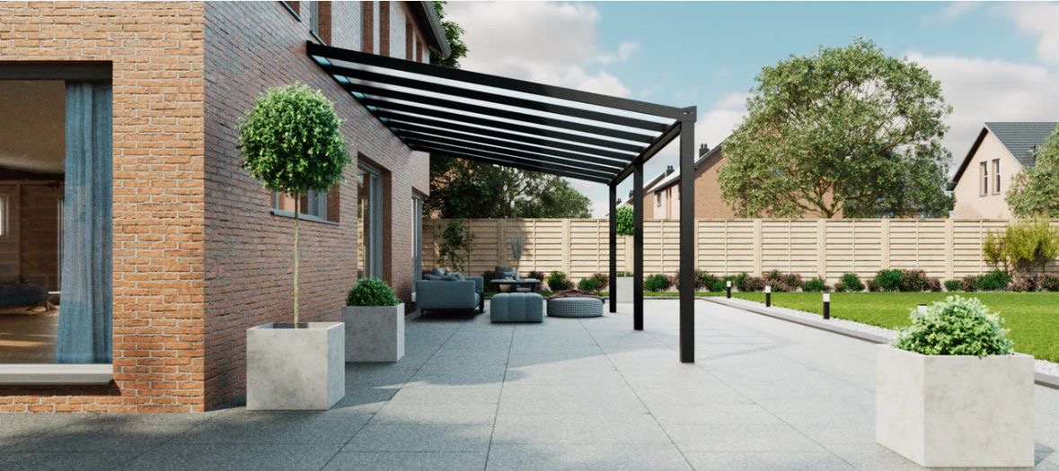 Überdachte Terrasse mit Lounge